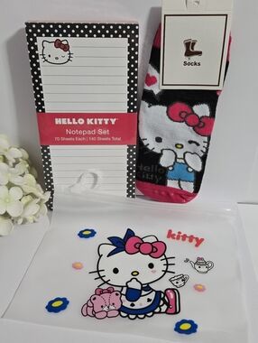 Classic Hello Kitty lot - notepad socks & bag NWT